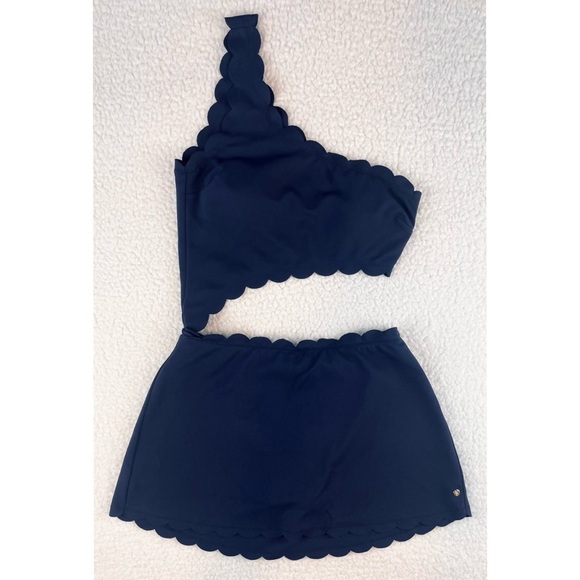 VICTORIA’S SECRET • Navy Blue Scallop Trim One Shoulder One-Piece Swim Dress - Picture 4 of 16